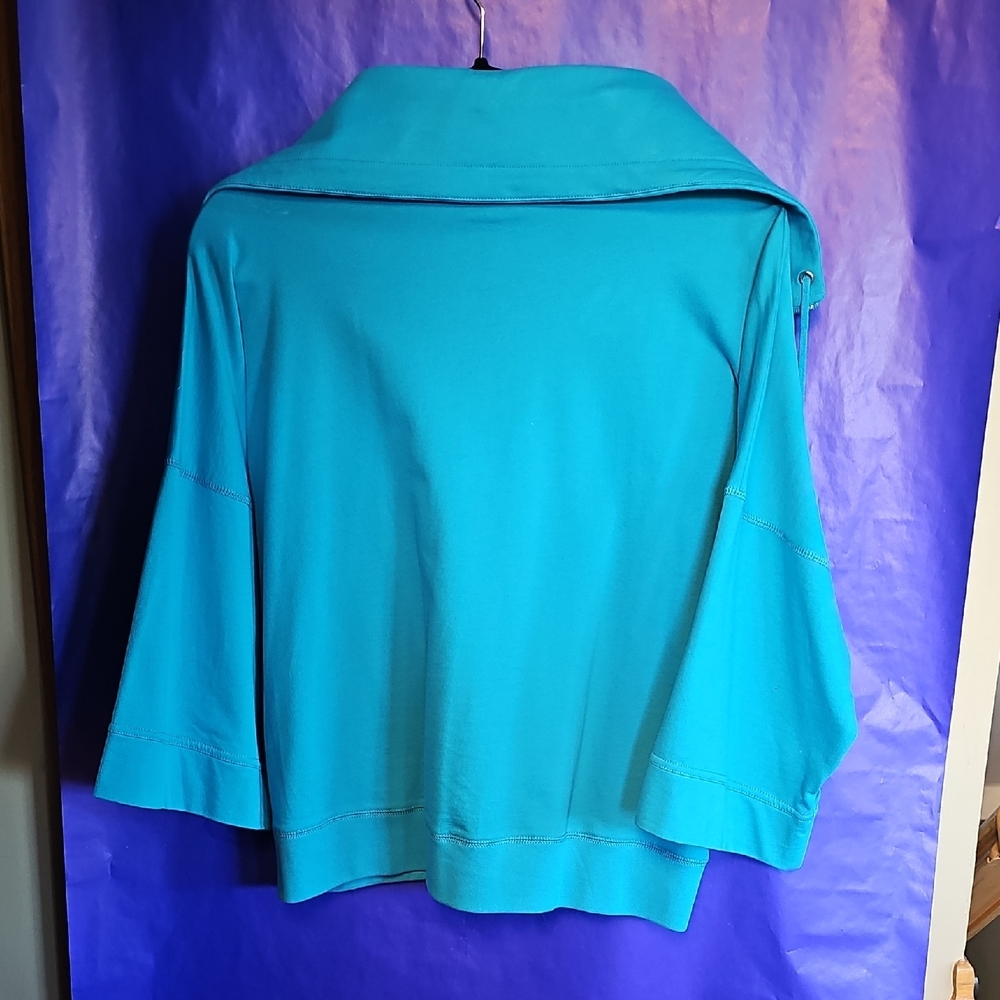 Chaps Turquoise Zip-Up Cape Jacket - Picture 5 of 6